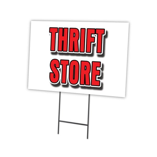 Thrift Store Yard Sign & Stake outdoor plastic coroplast window, C-1824-DS-Thrift Store